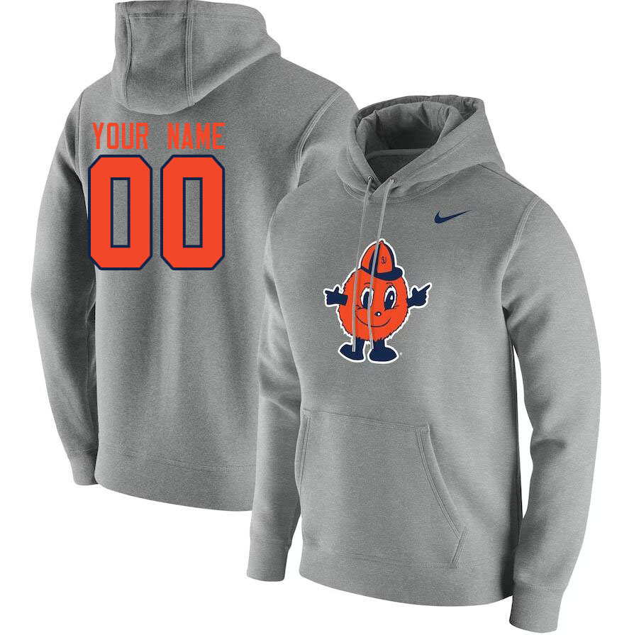 Custom Syracuse Orange Name And Number College Hoodie-Gray